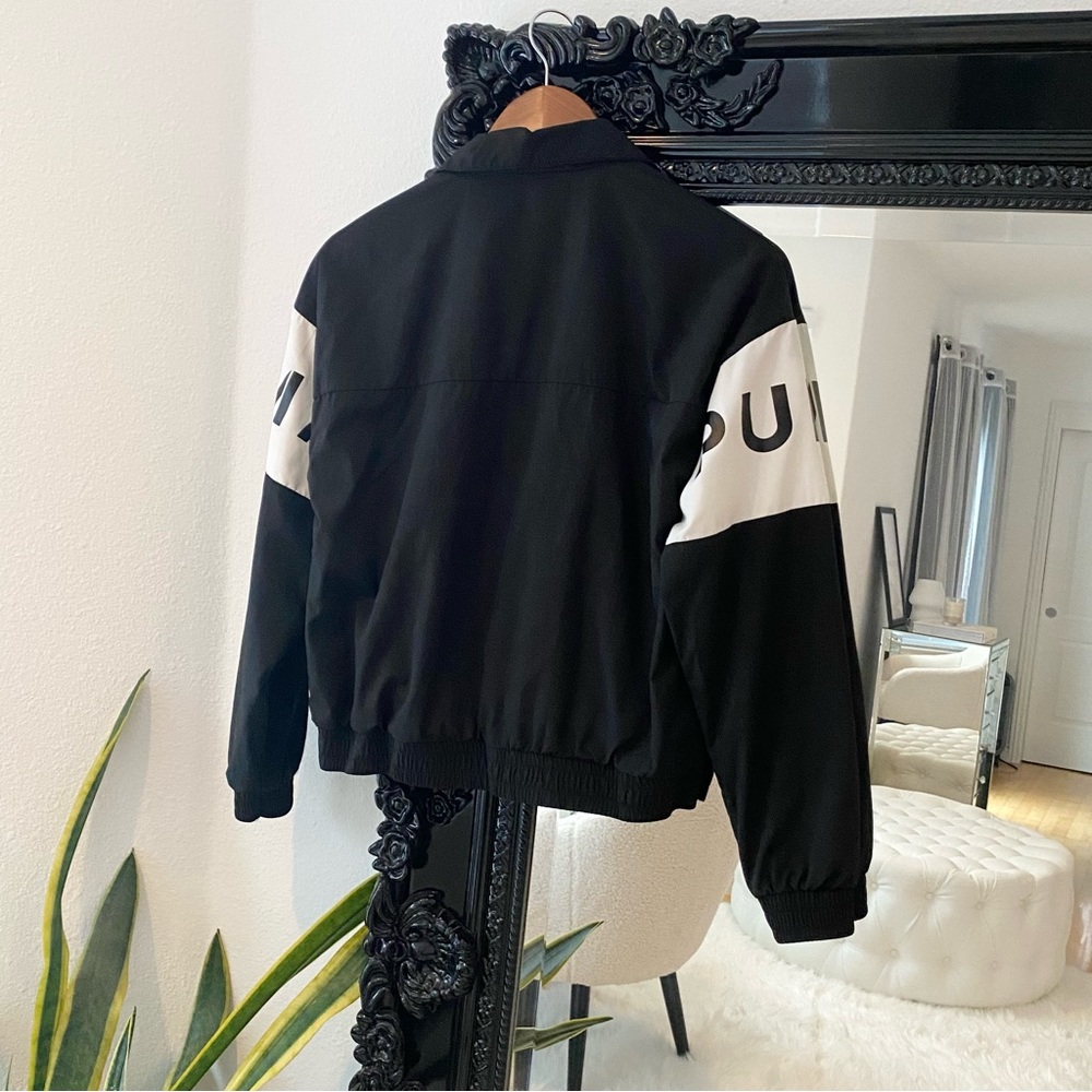 Puma | Women’s Black White Logo Zip Up Track Jacket Windbreaker - Picture 2 of 6